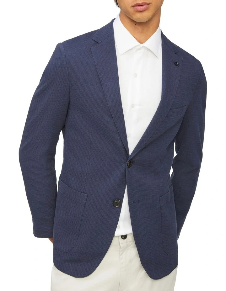 Calvin Klein Textured Blazer In Navy 1 Calvin Klein Textured Blazer In Navy