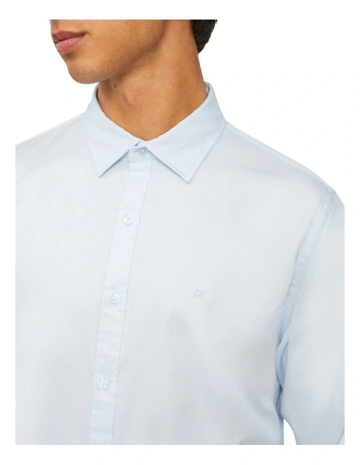 Calvin Klein Nevertuck Long Sleeve Plain Poplin Shirt In Sky 4 Calvin Klein Nevertuck Long Sleeve Plain Poplin Shirt In Sky - Image 4