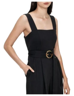 Dobby Belted Buckle Jumpsuit In Black -Myer Clothing Shop 928951840 3 720x928