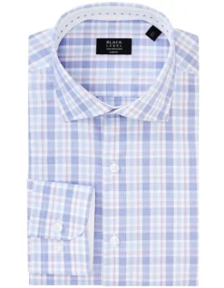 Slim Long Sleeve 2 Colour Check Shirt In Purple/Blue -Myer Clothing Shop 929030320 3 720x928