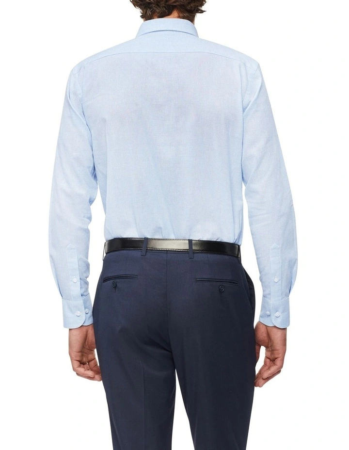 Tailored Long Sleeve Dobby Linen Shirt In Sky 2 Tailored Long Sleeve Dobby Linen Shirt In Sky - Image 2