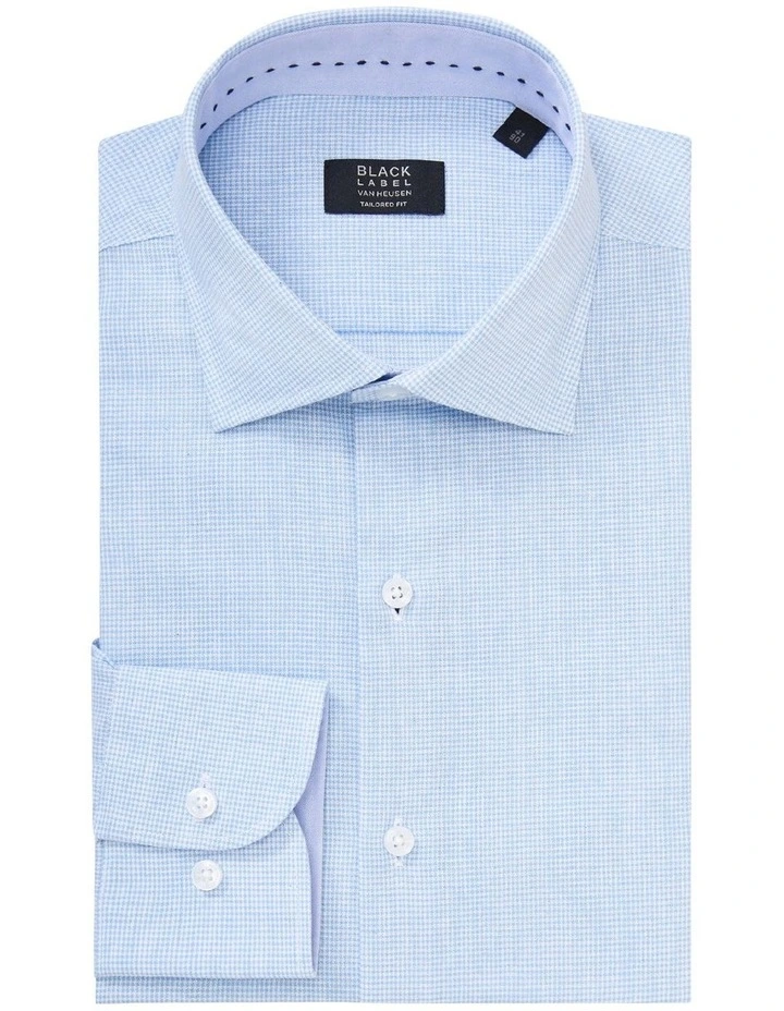 Tailored Long Sleeve Dobby Linen Shirt In Sky 4 Tailored Long Sleeve Dobby Linen Shirt In Sky - Image 4