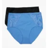 Organic Cotton Lace Briefs 2 Pack In Cornflower/Black