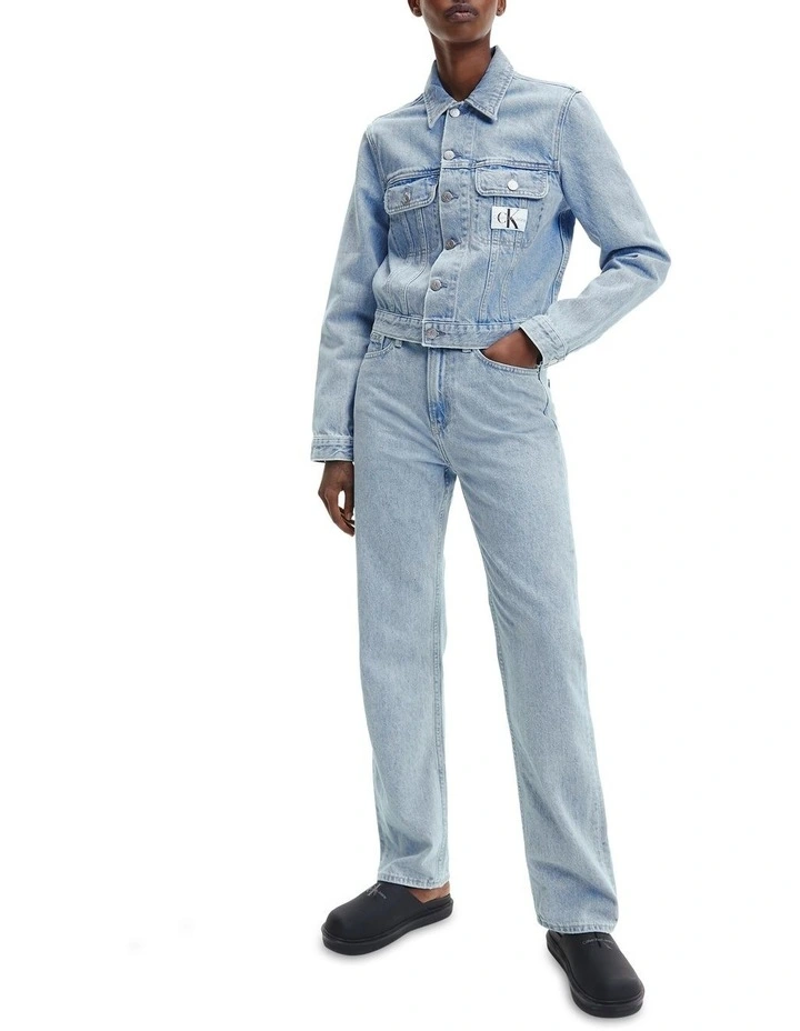 Calvin Klein Jeans Cropped 90s Denim Jacket In Light Blue 3 Calvin Klein Jeans Cropped 90s Denim Jacket In Light Blue - Image 3