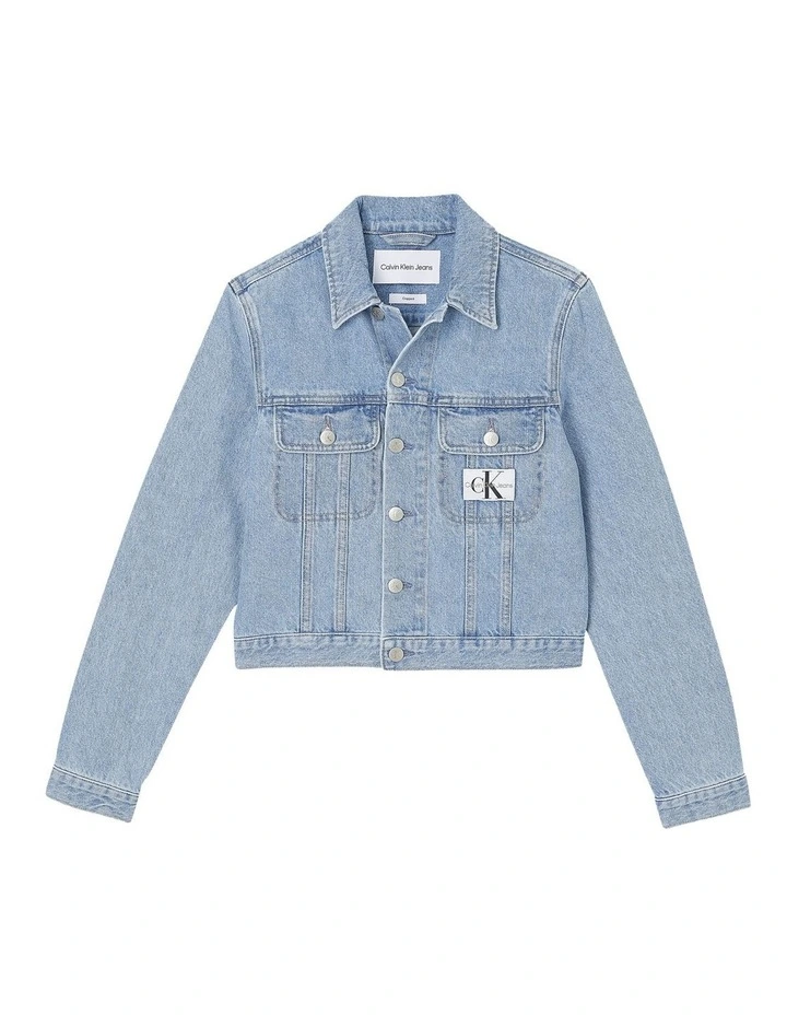 Calvin Klein Jeans Cropped 90s Denim Jacket In Light Blue 5 Calvin Klein Jeans Cropped 90s Denim Jacket In Light Blue - Image 5