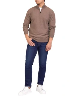 Cashmere 1/2 Zip Knit In Camel 5 Cashmere 1/2 Zip Knit In Camel -Myer Clothing Shop 929270080 3 720x928