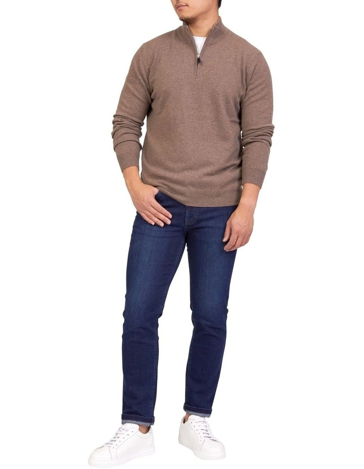 Cashmere 1/2 Zip Knit In Camel 3 Cashmere 1/2 Zip Knit In Camel - Image 3