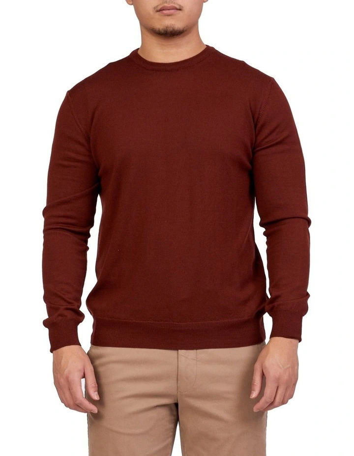 Merino Crew Neck In Maroon 1 Merino Crew Neck In Maroon