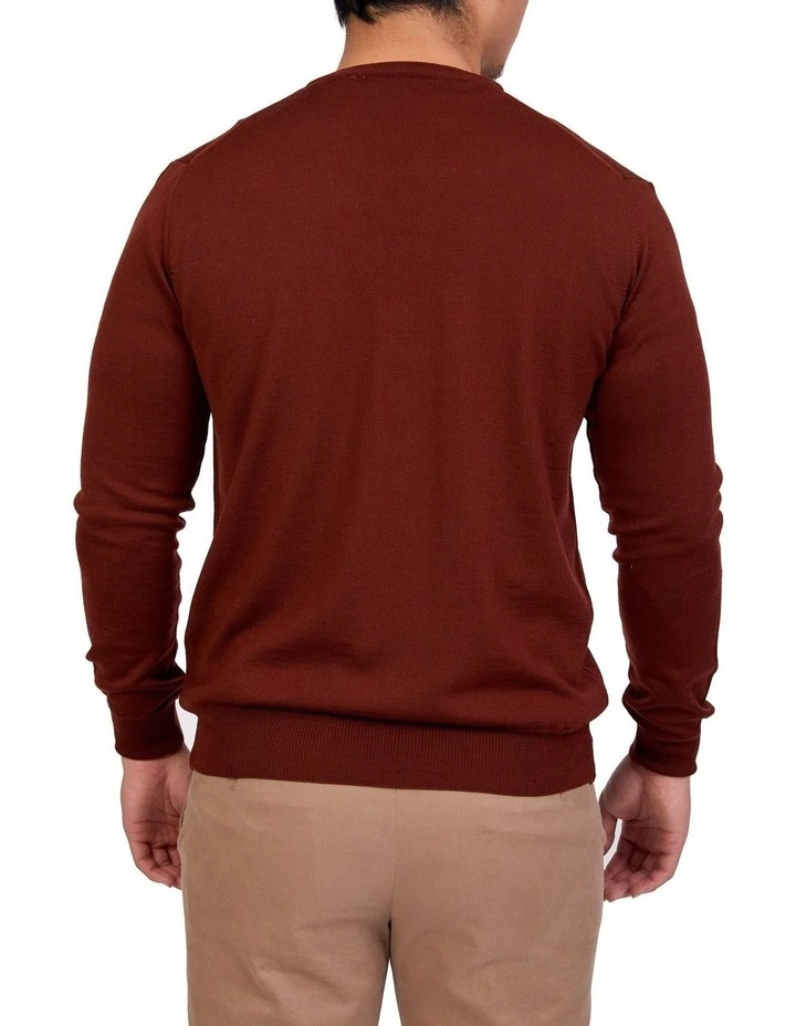 Merino Crew Neck In Maroon 2 Merino Crew Neck In Maroon - Image 2