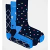 3 Pack Bamboo Fashion Socks Palms In Blue