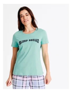 SOHO Organic Cotton Knit Short Sleeve Sleep Top In Aqua -Myer Clothing Shop 929378350 929621890 3 720x928