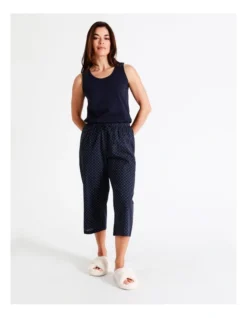 SOHO Organic Cotton Woven 3/4 Pant In Navy