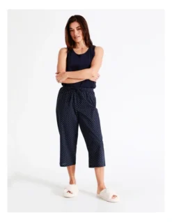 SOHO Organic Cotton Woven 3/4 Pant In Navy -Myer Clothing Shop 929378440 934994530 3 720x928