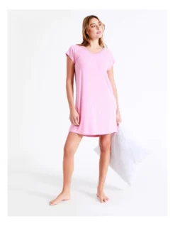 Chloe & Lola Bamboo Short Sleeve Nightie In Pink -Myer Clothing Shop 929422000 939067840 7 720x928