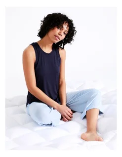 Chloe & Lola Bamboo Tank PJ Top In Navy