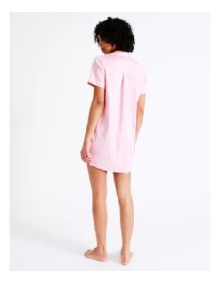 Chloe & Lola Monogram Jacquard Satin Short Sleeve Sleep Shirt In Pink/White -Myer Clothing Shop 929427850 6 720x928