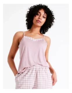 Chloe & Lola Spliced Sleep Cami In Rose Gingham