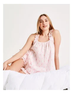 Chloe & Lola Frill Shoulder Sleep Cami In Pink
