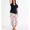 SOHO Organic Cotton Knit V-Neck 3/4 PJ Set In Assorted