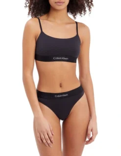 Calvin Klein Embossed Icon Cotton Unlined Bralette In Black
