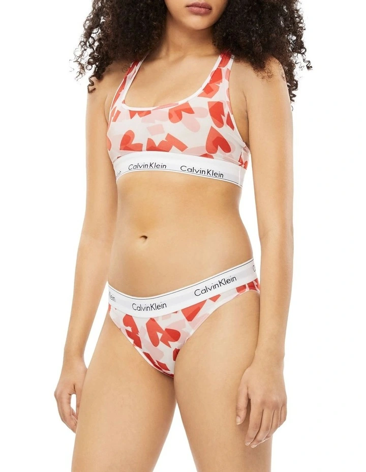 Calvin Klein Modern Cotton V-Day Unlined Bralette In Orange Print 1 Calvin Klein Modern Cotton V-Day Unlined Bralette In Orange Print