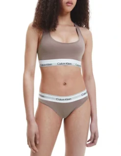 Calvin Klein Modern Cotton Naturals Unlined Bralette In Rich Taupe