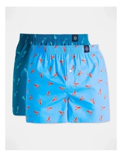 Softwash Woven Boxers Summer Seas 2 Pack In Blue