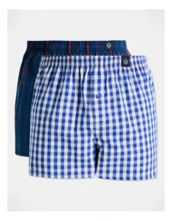 Woven Boxers Tuscan Retreat Checks 2 Pack In Navy