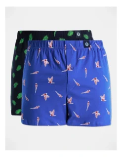 Softwash Knit Boxers Palm Parrot 2 Pack In Navy