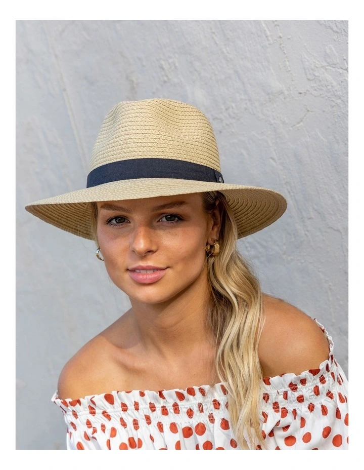 Braided Fedora Hat In Beige 2 Braided Fedora Hat In Beige - Image 2