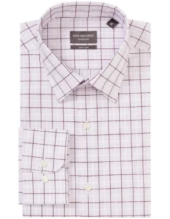 Van Heusen Classic Long Sleeve 3 Colour Dobby Check Shirt In Red 7 Van Heusen Classic Long Sleeve 3 Colour Dobby Check Shirt In Red -Myer Clothing Shop 929787490 4 720x928