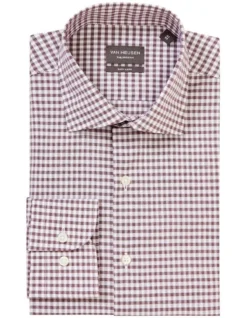 Van Heusen Tailored Long Sleeve Small Check Shirt In Burgundy -Myer Clothing Shop 929788030 3 720x928
