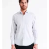 Van Heusen Tailored Long Sleeve Stripe Shirt In Light Grey