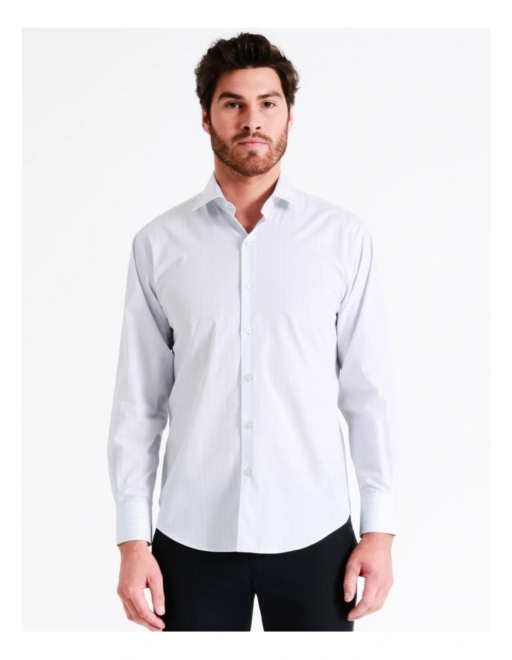 Van Heusen Tailored Long Sleeve Stripe Shirt In Light Grey 1 Van Heusen Tailored Long Sleeve Stripe Shirt In Light Grey