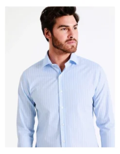Van Heusen Slim Long Sleeve Stripe Shirt In Blue