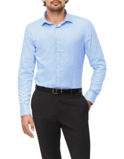 Van Heusen Slim Long Sleeve Jacquard Check Shirt In Blue