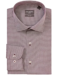 Van Heusen Slim Long Sleeve Herringbone Shirt In Red -Myer Clothing Shop 929789020 4 720x928