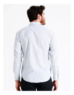 Van Heusen Tailored Long Sleeve 2 Colour Mid Check Shirt In Blue -Myer Clothing Shop 929790100 5 720x928