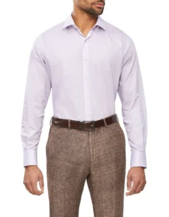 Van Heusen Tailored Long Sleeve Mini Stripe Shirt In Purple