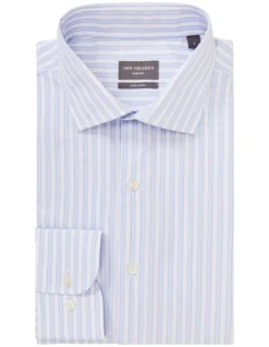 Van Heusen Slim Long Sleeve Multi Stripe Shirt In Blue