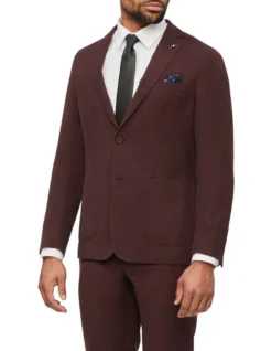 Van Heusen Slim Plain Linen Suit Jacket In Beetroot