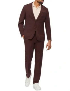 Van Heusen Slim Plain Linen Suit Jacket In Beetroot -Myer Clothing Shop 929808910 5 2 720x928