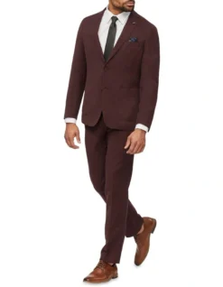 Van Heusen Slim Plain Linen Suit Pant In Beetroot -Myer Clothing Shop 929809000 4 2 720x928