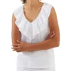 V Neck Ruffle Tee In White