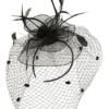 Crinoline Flower With Spot Veiling Fascinator In Black