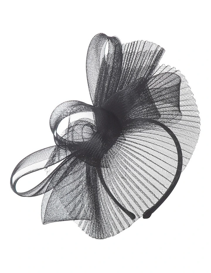 Pleated Crinoline Fascinator In Black 1 Pleated Crinoline Fascinator In Black