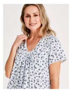 SOHO Knit Short Length Short Sleeve Nightie In Blue -Myer Clothing Shop 929858230 929851300 3 1 720x928
