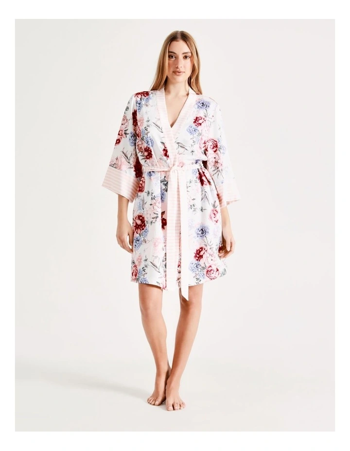 Chloe & Lola New Pebbled Satin Robe In White Multi 1 Chloe & Lola New Pebbled Satin Robe In White Multi