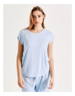 Chloe & Lola Bamboo Short Sleeve PJ Top In Blue -Myer Clothing Shop 929889280 5 720x928