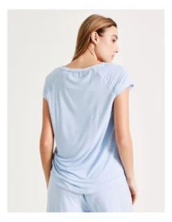 Chloe & Lola Bamboo Short Sleeve PJ Top In Blue -Myer Clothing Shop 929889280 7 720x928